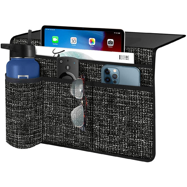 Rebrilliant Thick Linen Bedside Storage Organizer, Bedside Caddy Remote Control Holder For Bed